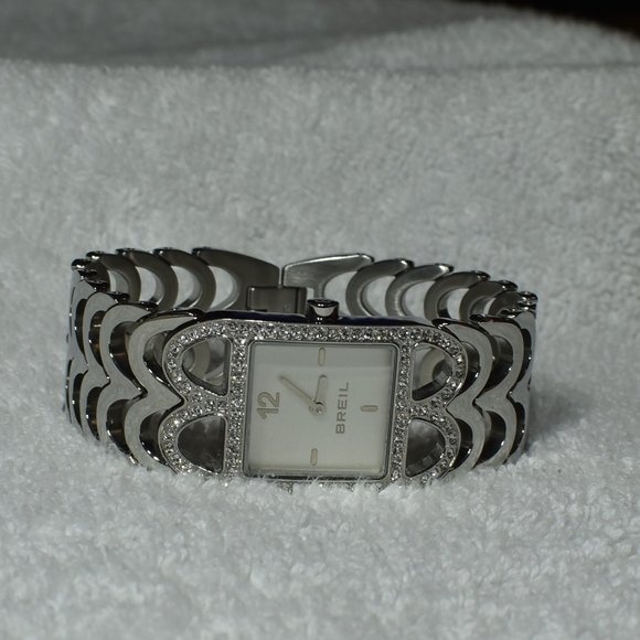925 SS Breil Quartz Cuff Watch Swarovski Crystals - Picture 15 of 16